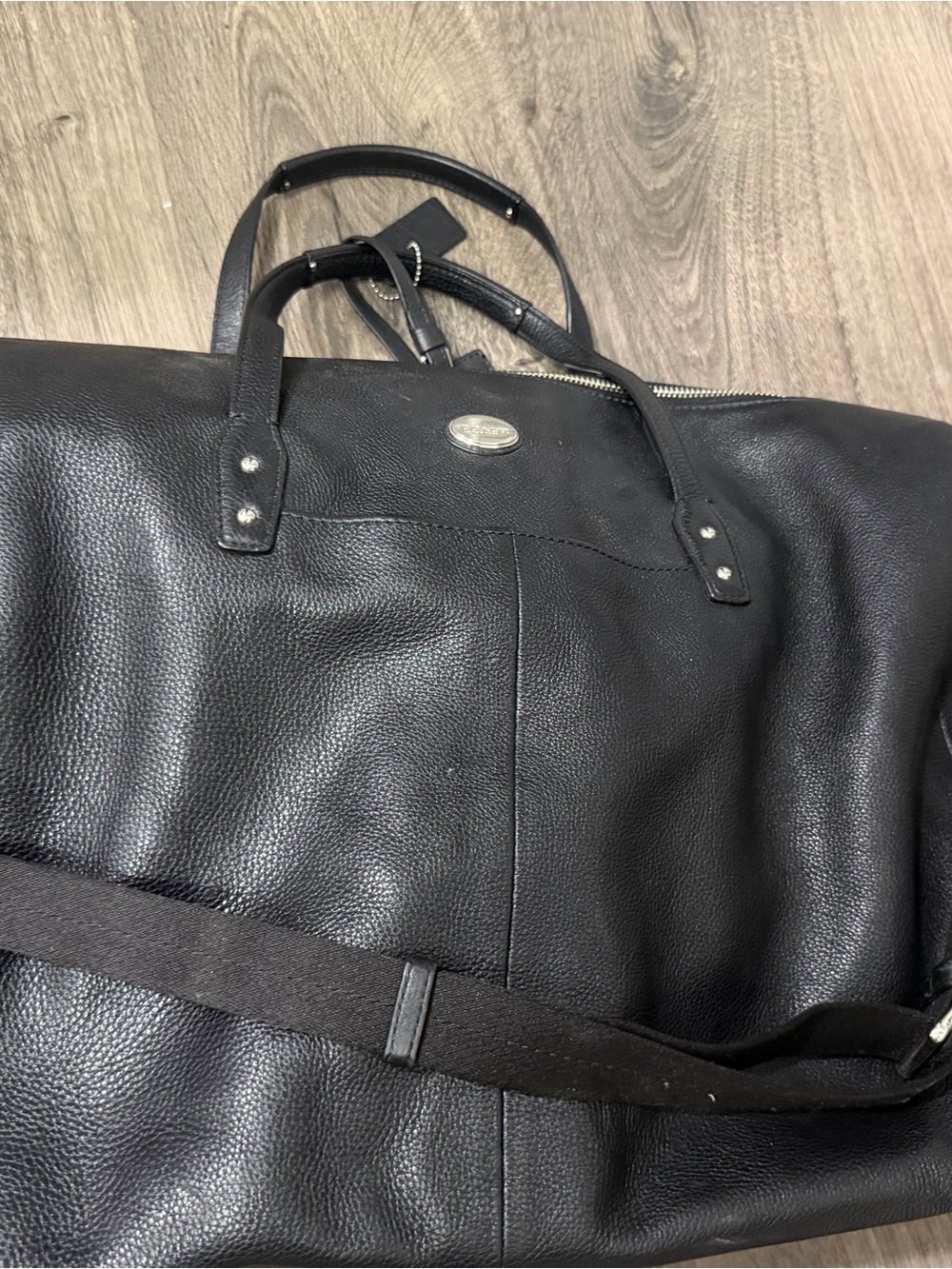 Coach Black Pebbled Leather Travel Tote